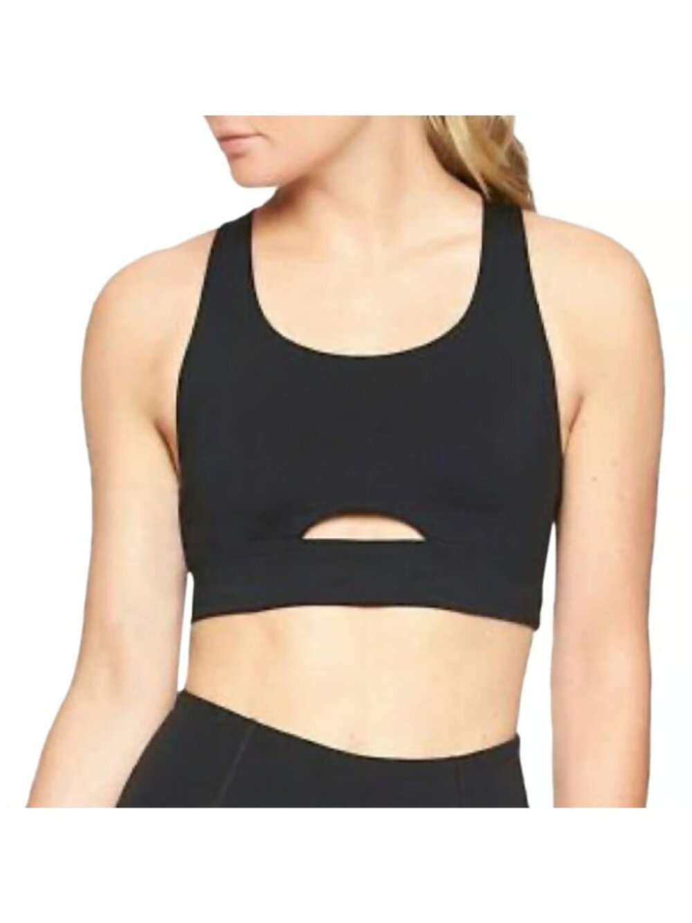 Athleta Zone Bra Cut Out Black Lounge Comfort Yoga Compression S